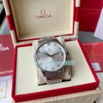 Replica Omega De Ville Stainless Steel Strap Silver Face Rounded Bezel Watch 40mm